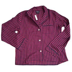 Madewell Women's Buffalo Plaid Long Sleeve Cotton Pajama Top Sz Medium